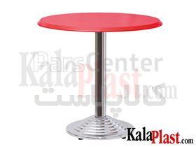 میز 4 نفره صفحه PVC با پایه پله ای چدنی کروم کد E491