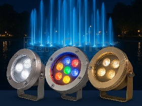 چراغ آبنمای ضدآب 12 ولت ip68 ال ای دی با رنگ مالتی کالر
