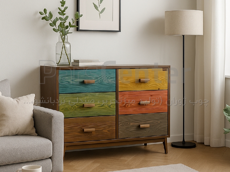 کنسول چوبی 6 کشو، نئو کلاسیک مدل رنگین کمان خرید  قیمت میز