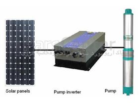 پمپ آب خورشیدی سه فاز (3کیلووات 4اسب بخار)2اینچ 84متر عمق آبدهی 5متر مکعب درساعت (همراه پنل)
