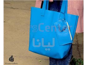 ست کیف زنانه چرم کیف دوشی، کیف کوچک، جاکلیدی قلبی آبی