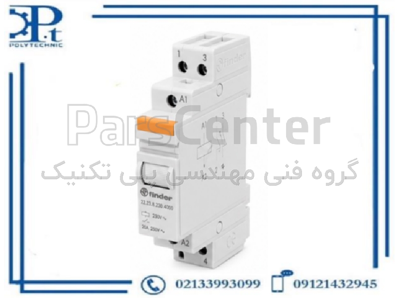 رله مدولار فیندر مدل 22.23.8.230.4000 | 2 کنتاکت  | 20 آمپر | 230V AC | AgSnO2 | ریل DIN | اورجینال ایتالیا