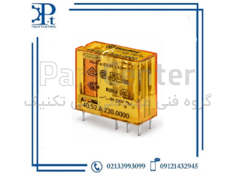 رله فیندر Finder 40.52.8.230.0000 بوبین 230VAC دو کنتاکت 8A