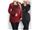 کت و تاپ بلند یقه گیپور رنگ زرشکی سایز 44