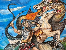 نقاشی شاهنامه ای (نبرد اهریمن )