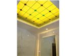 شیشه تزیینی و دکوراتیو فلز کوب طلایی و نقره ای برای سقف کناف و کاذب سرویس بهداشتی در پروژه آجودانیه (سرویس یک)