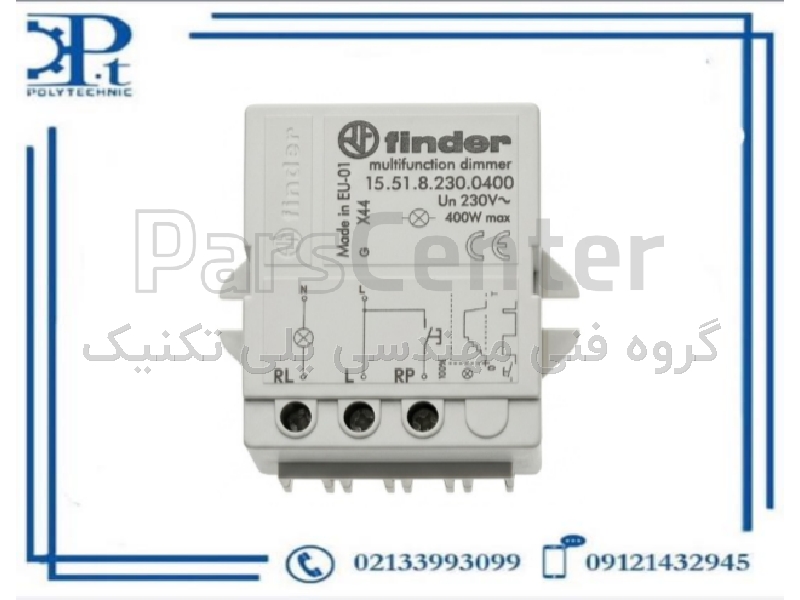 دیمر پله‌ای با حافظه فیندر مدل 15.51.8.230.0400 | 400 وات | 230V AC |  Soft ON/OFF | نصب توکار | اورجینال ایتالیا