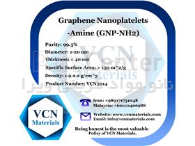 نانو صفحات گرافن-آمین (GNP-NH2، خلوص 99.5 درصد، قطر 1 تا 20 میکرومتر، ضخامت کمتر از 40 نانومتر)