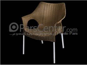 صندلی پایه فلزی رتان دسته دار کد 111991