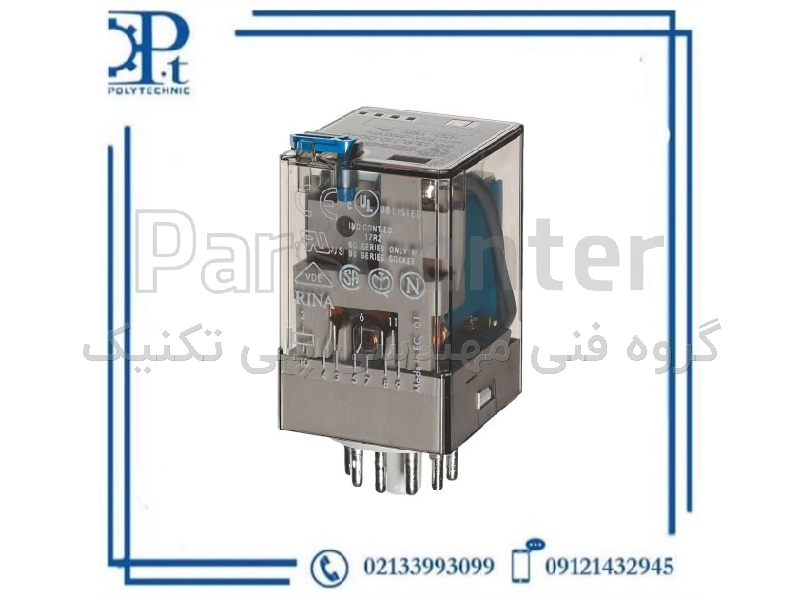 رله فیندر کد 601290120040 Finder شیشه ای 8 پایه 2 کنتاکت 12 ولت DC