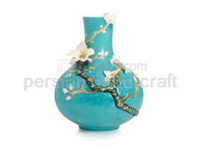 Hub with flower pot design with a height of 25 cm with turquoise glaze