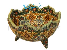 3 Fruit bowl ceramic base with enamel designs on pottery