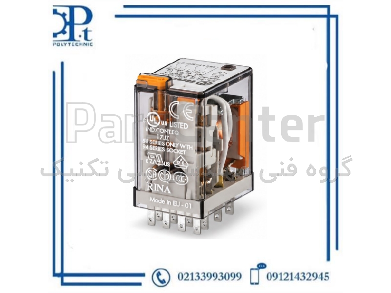 رله فیندر Finder 55.34.8.060.0054 بوبین 60VAC چهار کنتاکت 7A LED دار