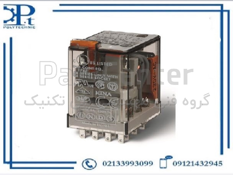 رله شیشه ای 563282300040 8 پایه 2 کنتاکت 230 ولت AC فیندر کد 5632