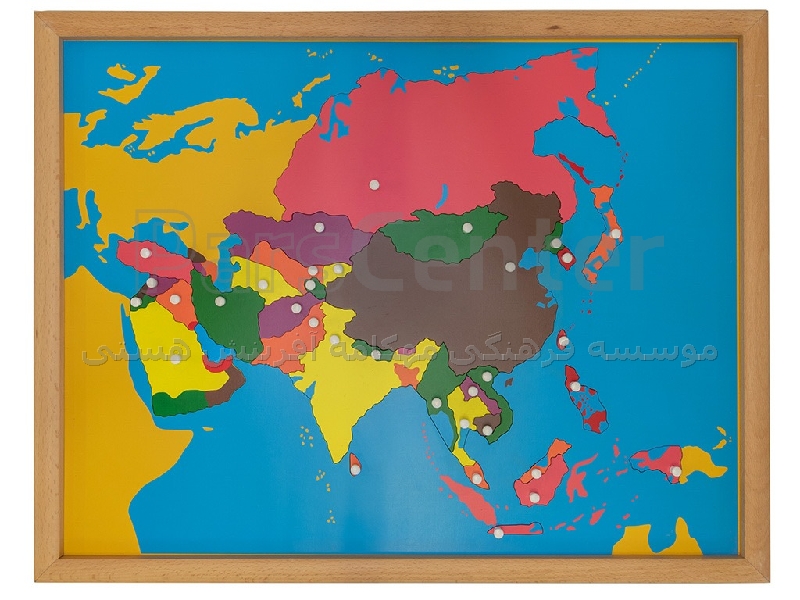 پازل آسیا با فریم - Puzzle Map with Frame: Asia - ابزار مونته سوری