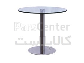 میز 4 نفره دایره با صفحه شیشه 15 میل و پایه چدنی استیل کد: O494