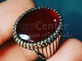 انگشتر عقیق مردانه سنگ کبود با پایه نقره ای و غیر سـاده