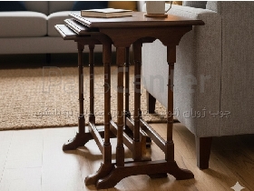 میز جلو مبلی, میز عسلی, پایه خراطی شده تمام چوب،سه تکه خراطی