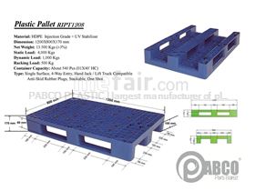 - Plastic pallets Pabco - RIPT1208 800×1200×170 mm