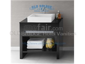 Hotel corner vanity bases with wood legs