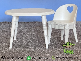 ست میزو صندلی چوبی سفید