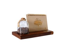 تقویم رومیزی با پایه چوبی همراه با رایحه قهوه