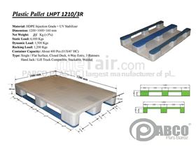 - Plastic pallets Pabco - LHPT1210-3R 1000×1200×170 mm