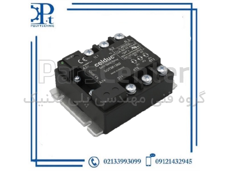 رله SSR سه‌فاز سلدوک مدل SGT961360 | جریان 60 آمپر | کنترل 8.5-30V DC | Zero-Cross | ساخت فرانسه | اورجینال Celduc