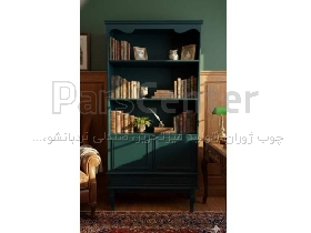 کتابخانه کلاسیک مدل LT80 با رنگ سبز سلطنتی کمد و کشو دار