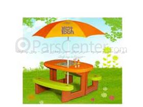 میز و صندلی تحریر دو طرفه با چتر پونی - وسایل مهد کودک