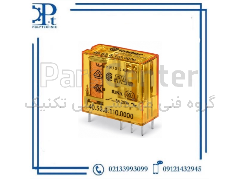 رله فیندر Finder 40.52.8.110.0000 بوبین 110VAC دو کنتاکت 8A