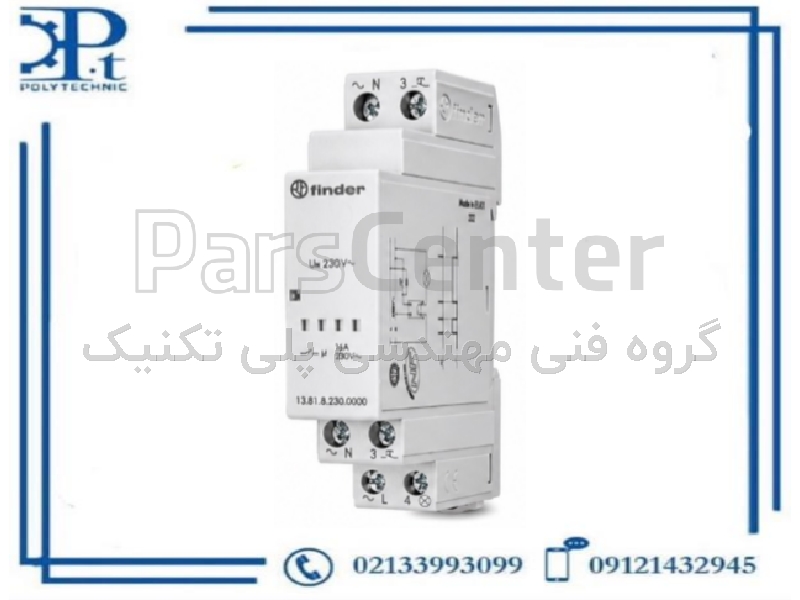 رله پله‌ای الکترونیکی بی‌صدا فیندر مدل 13.81.8.230.0000 | تک کنتاکت  | 16 آمپر | 230V AC | ریل DIN | اورجینال ایتالیا