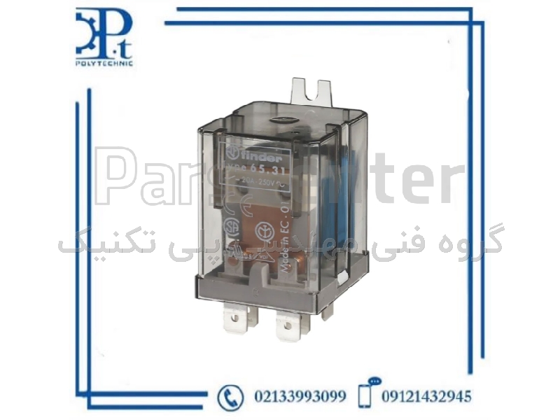 رله شیشه ای فیندر 653190240000 تک کنتاکت 24 ولت DC جریان 20 آمپر | Finder 65.31.9.024.0000