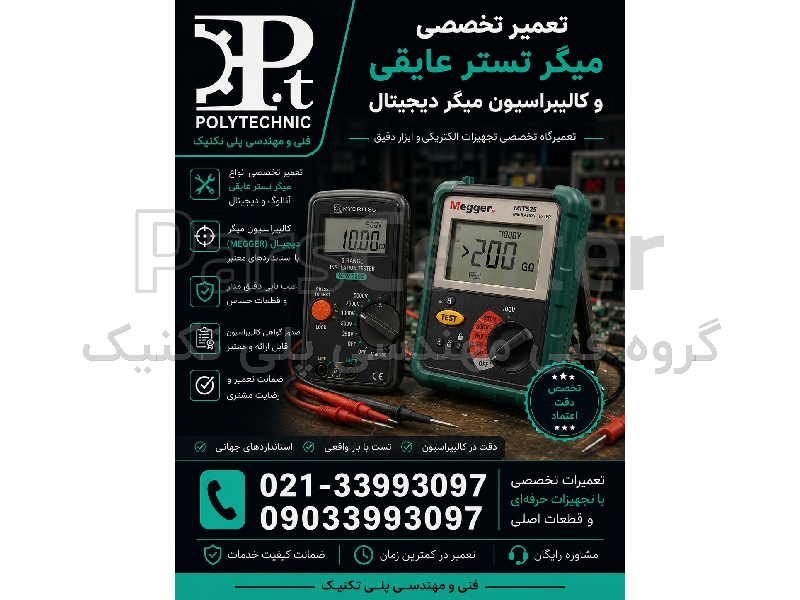 تعمیر و کالیبراسیون میگر دیجیتال (تستر عایق) | کلیه برندها | عیب‌یابی تخصصی