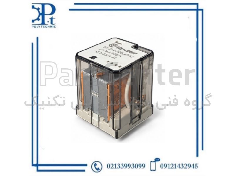 رله فیندر 623282304040 بوبین 230VAC دو کنتاکت 16 آمپر | Finder 62.32.8.230.4040