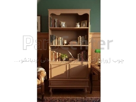 کتابخانه چوبی  مدل LT80 رنگ گردویی روشن 3طبقه کمد و کشودار