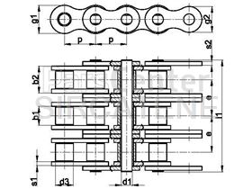 زنجیر غلتکی سه ردیفه سری B اروپایی   SIRCATENE Triplex Roller Chain DIN 8187 European