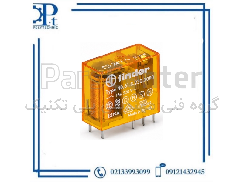 رله فیندر Finder 40.61.8.230.0000 بوبین 230VAC تک کنتاکت 16A