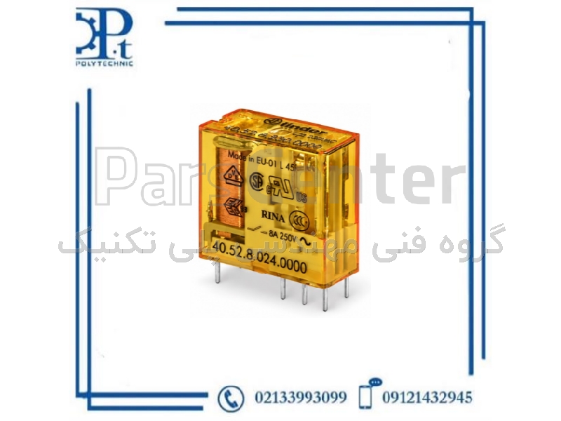 رله فیندر Finder 40.52.8.024.0000 بوبین 24VAC دو کنتاکت 8A